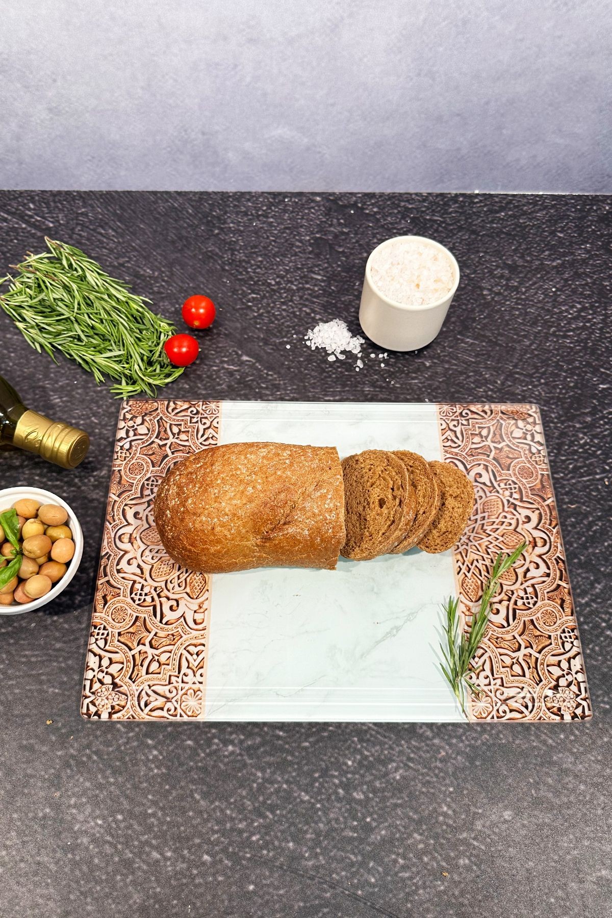 Kanallı Cam Kesme Tahtası - Cam Kesme Tablası | Arabesk Desen | 25cm x 35cm | Patentli Ürün