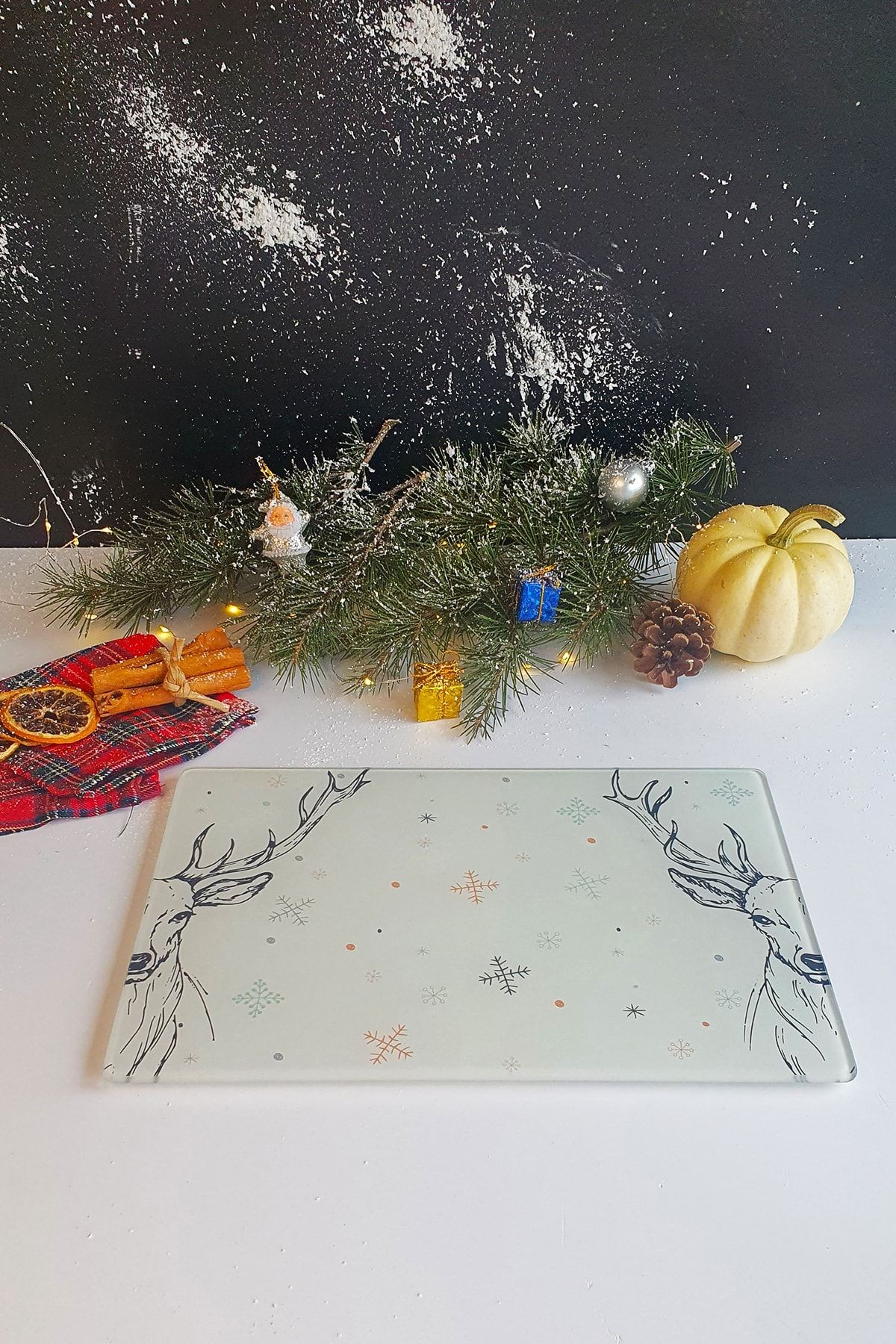 Cam Kesme Tahtası - Cam Kesme Tablası | Krem Geyikli 20cm X 30cm
