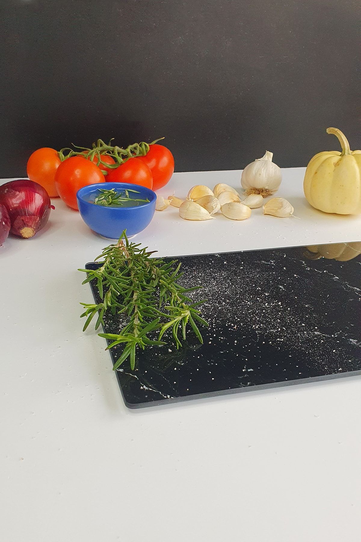 Siyah Mermer Görünümlü | Cam Kesme Tahtası - Cam Kesme Tablası | 20cm X 30cm