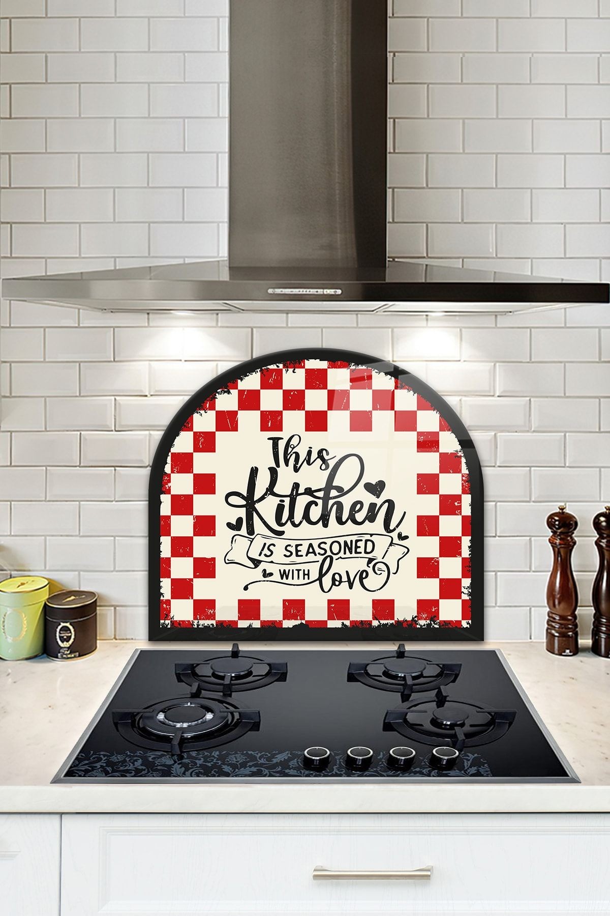 Cam Ocak Arkası Koruyucu | Oval Şekilli | Kitchen  Love | 52cm x 60cm