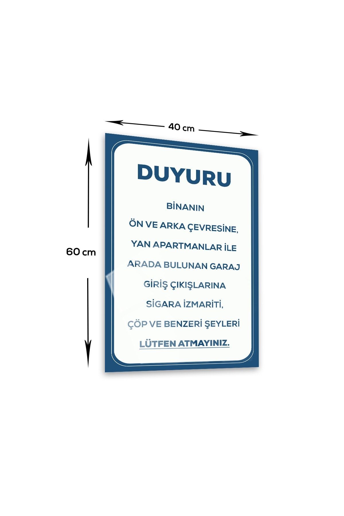 | Cam Yönlendirme Levhası | Duyuru - Çöp Atmak Yasaktır | 40cm X 60cm