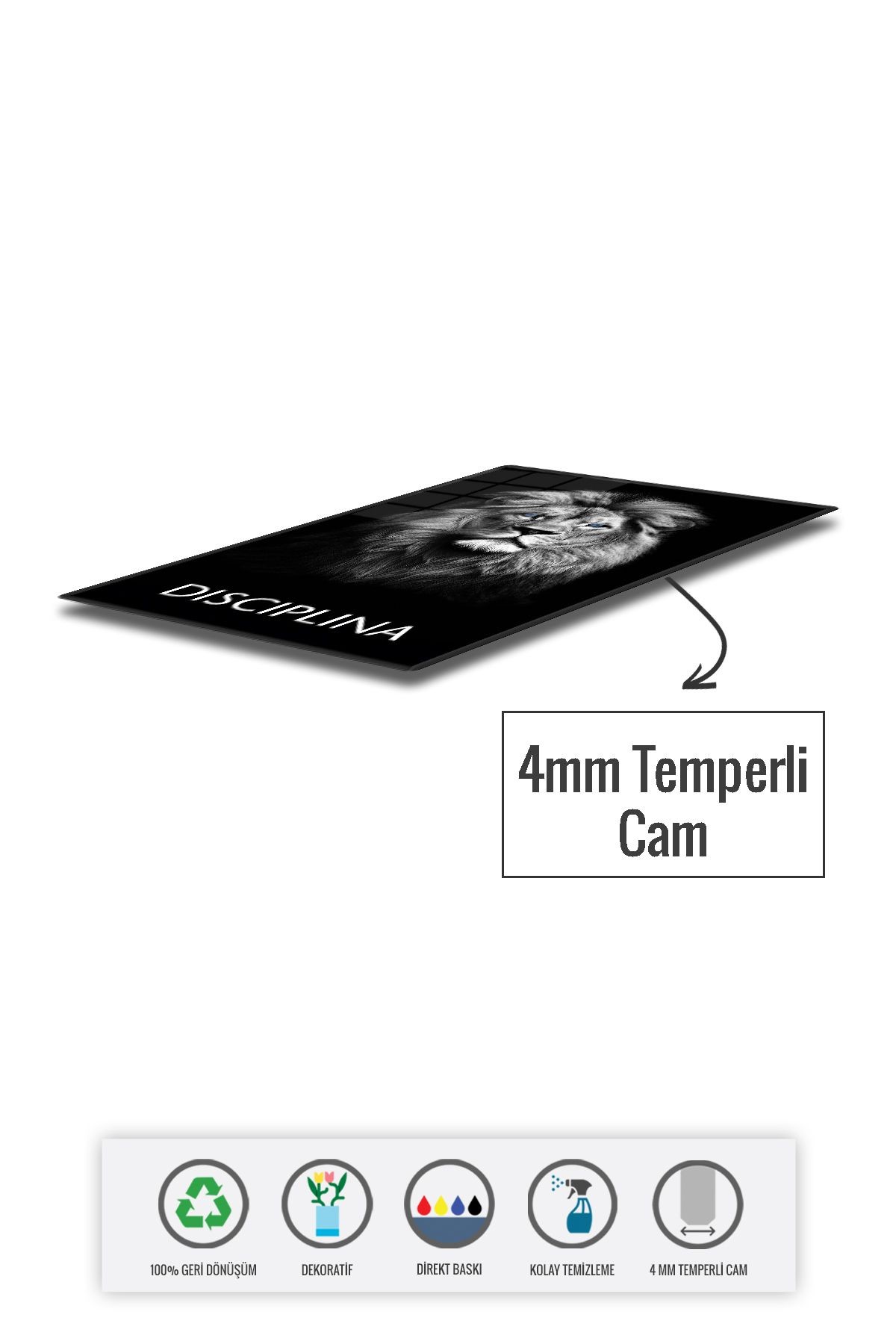 Cam Tablo | Motivasyon Serisi | Lion - Discipline | 40cm x 60cm