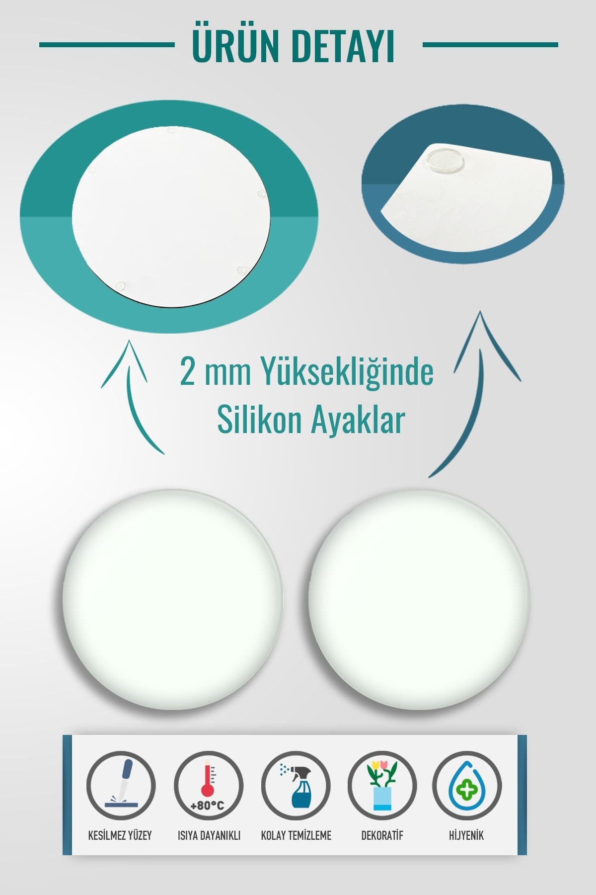 2'li Takım | Cam Tabak - Kahvaltı Tabağı - Pasta Tabağı | Düz Renk - Beyaz | Çap32cm