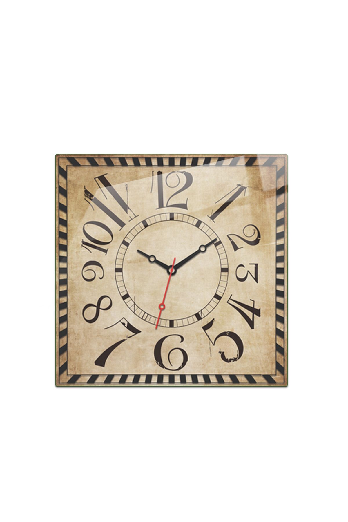 Cam Duvar Saati | Asimetrik Rakamlı Retro | 32cm x 32cm