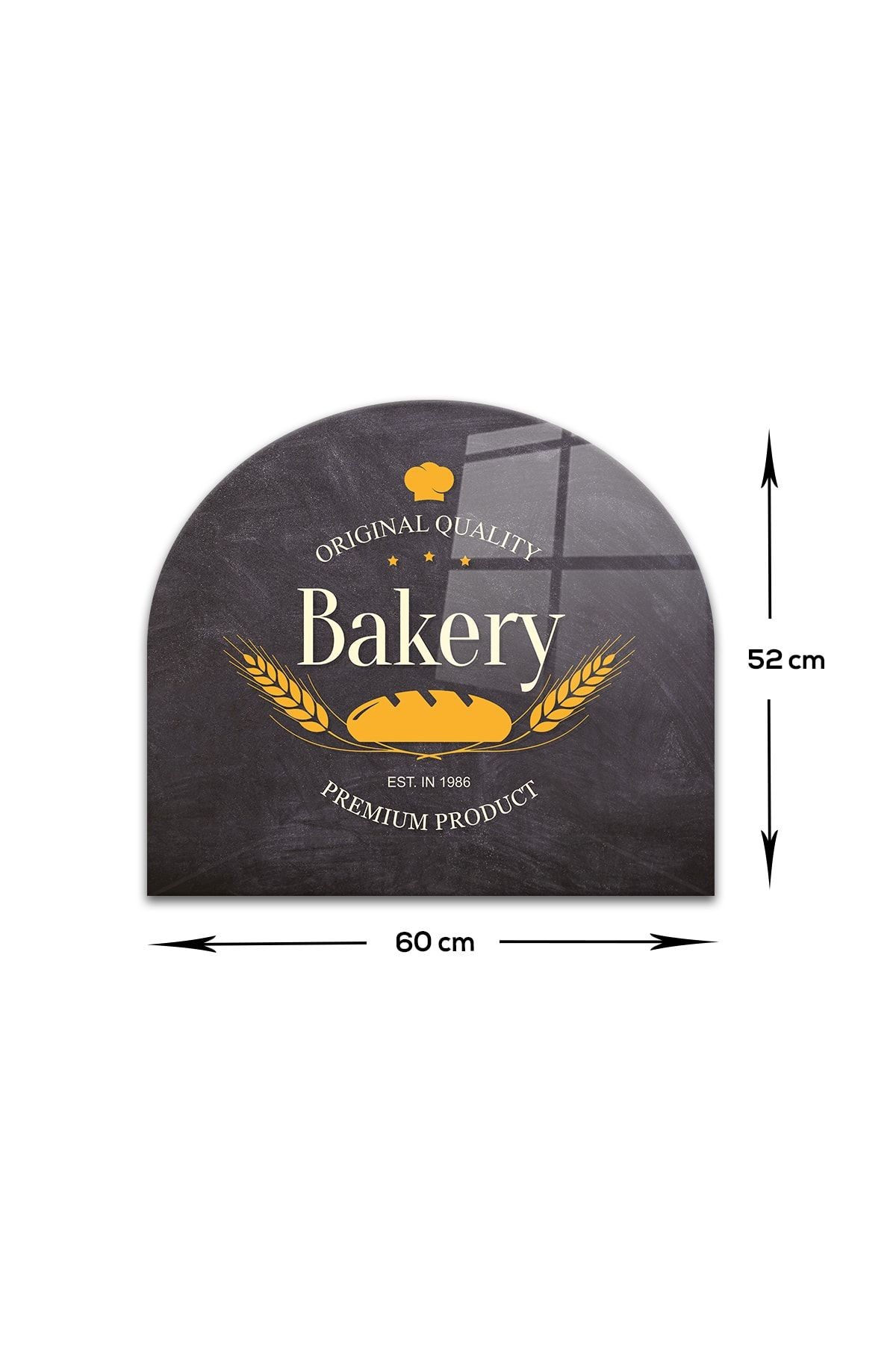 Cam Ocak Arkası Koruyucu | Oval Şekilli | Bakery Premium | 52cm X 60cm