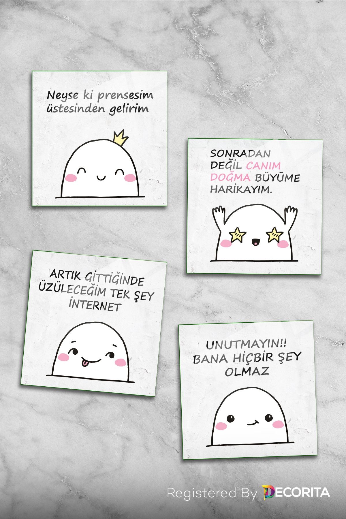 Cam Bardak Altlığı | Komik Sözler Serisi | Ego | 4'lü Takım | 10cm x 10cm