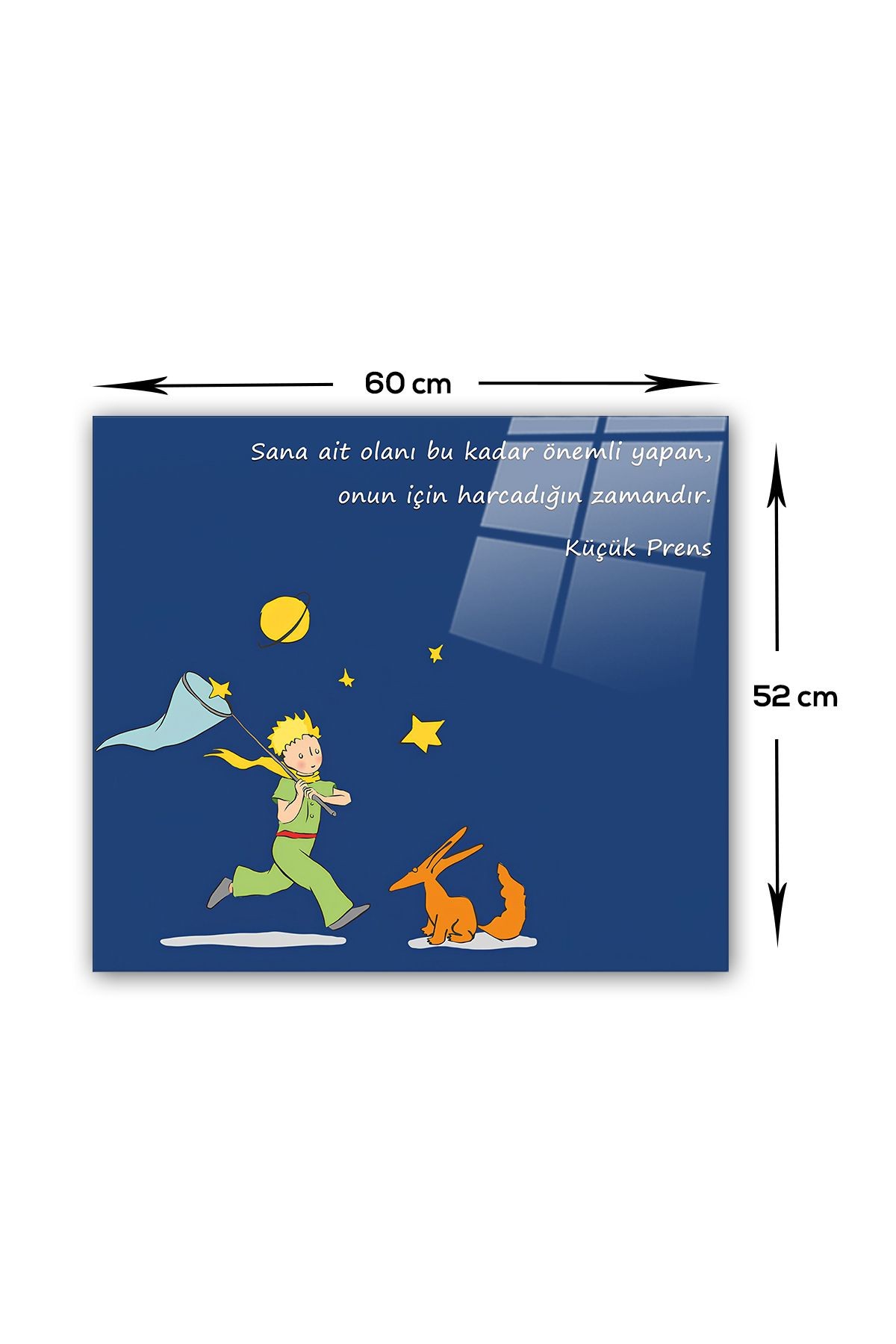 Cam Ocak Arkası Koruyucu | Küçük Prens - Zaman | 52cm x 60cm