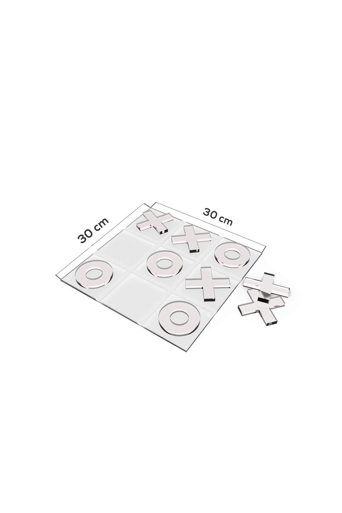 Cam XOX Oyun Tahtası | Tic Tac Toe Cam Dekor Tablası | Satina Cam | 30cm x 30cm