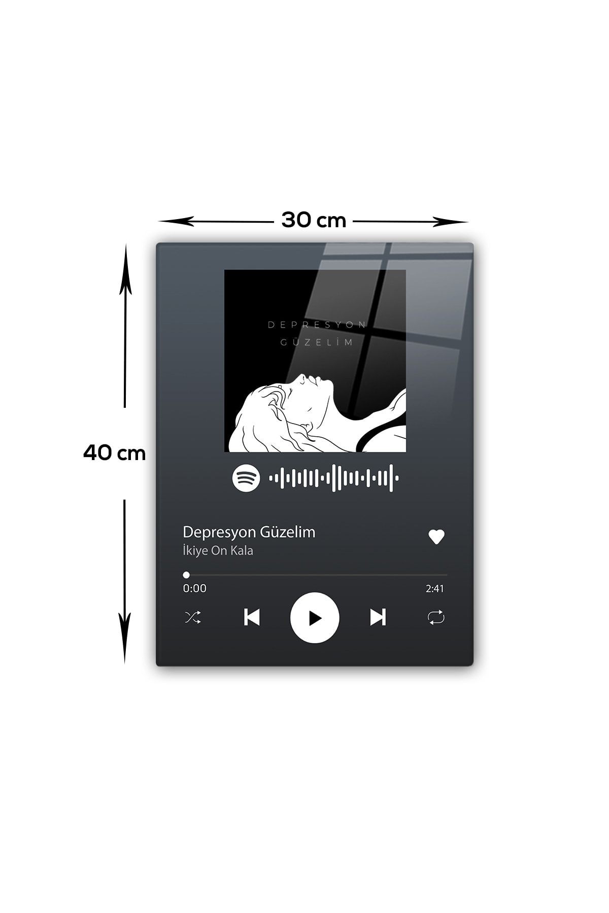 Cam Tablo | Spotify Barkodlu | Ikiye On Kala - Depresyon Sevgilim