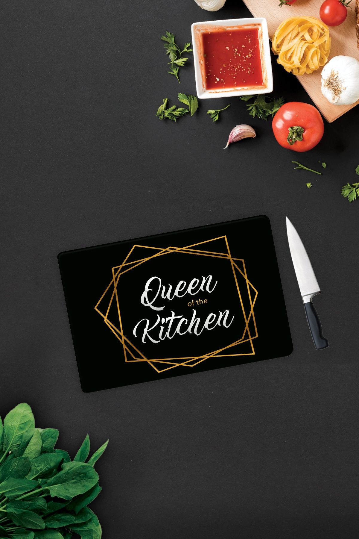 Cam Kesme Tahtası - Cam Kesme Tablası | Queen Of The Kitchen - Siyah | 20cm X 30cm