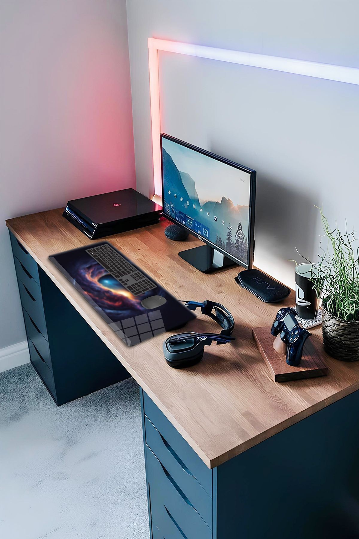 Cam Mouse Pad | Cam Masa Matı | Night Sky | Large | 40cm X 80cm