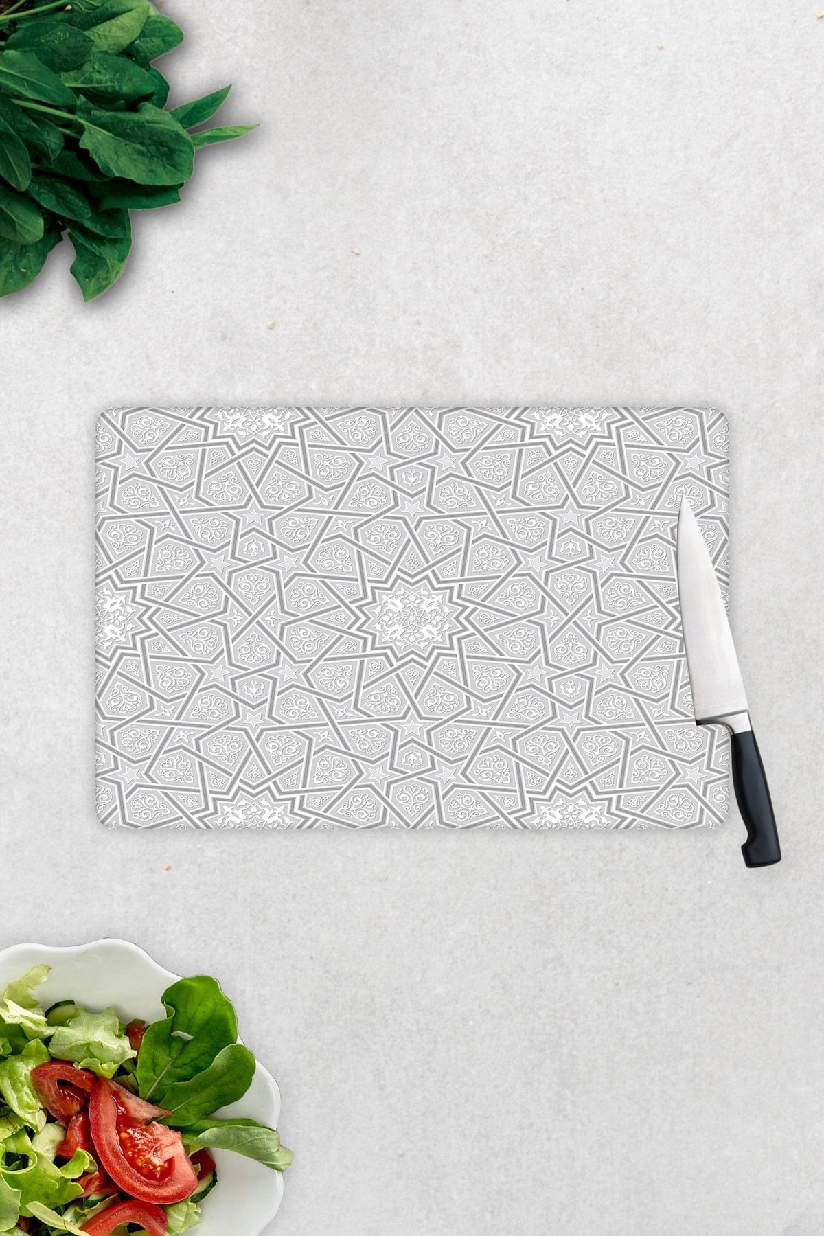 Selçuklu Motifi Desenli | Cam Kesme Tahtası - Cam Kesme Tablası | 20cm X 30cm