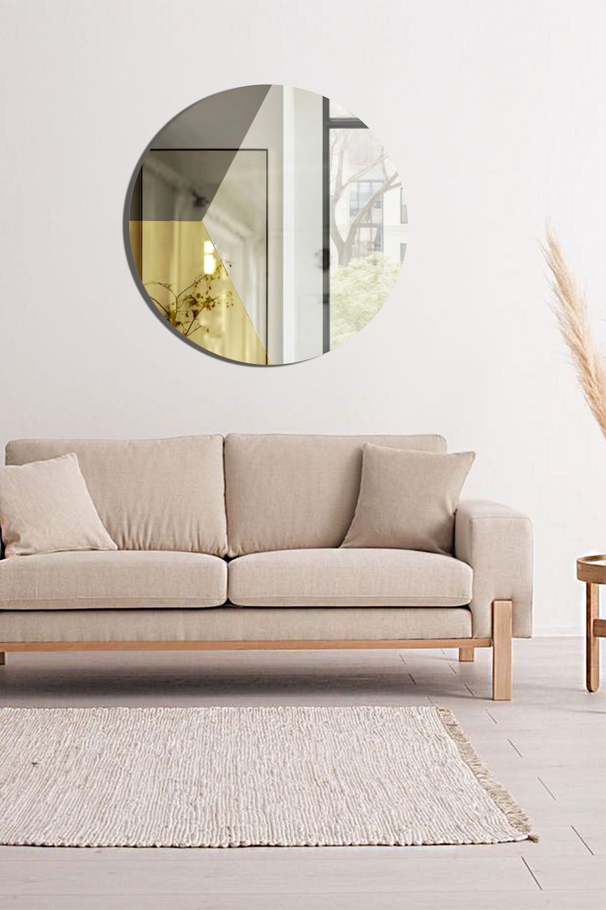 Salon Duvar Aynası | Düz Bronz Füme Ayna | Kleopatra Tasarım Ayna | Çap80cm