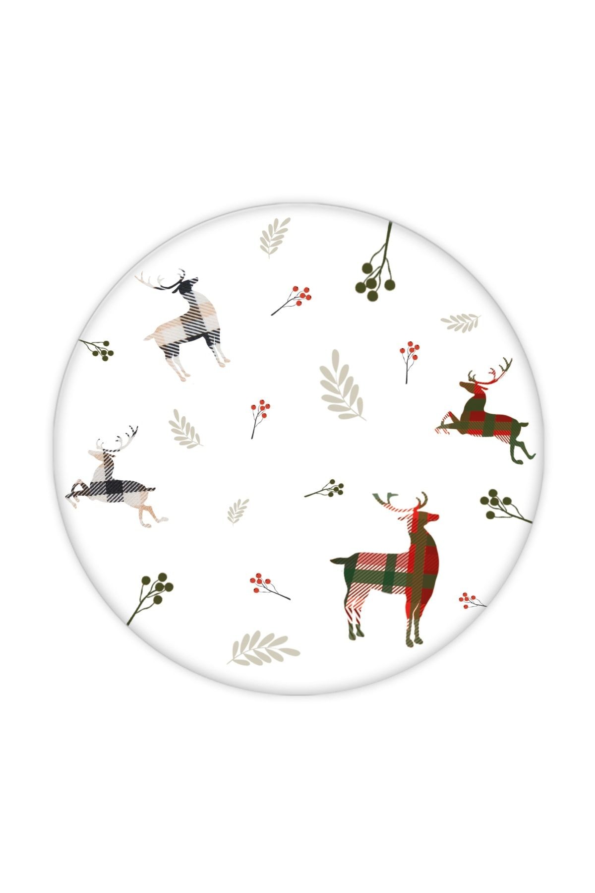 2'li Takım Forest Deers | Cam Tabak - Kahvaltı Tabağı - Pasta Tabağı | Çap32cm