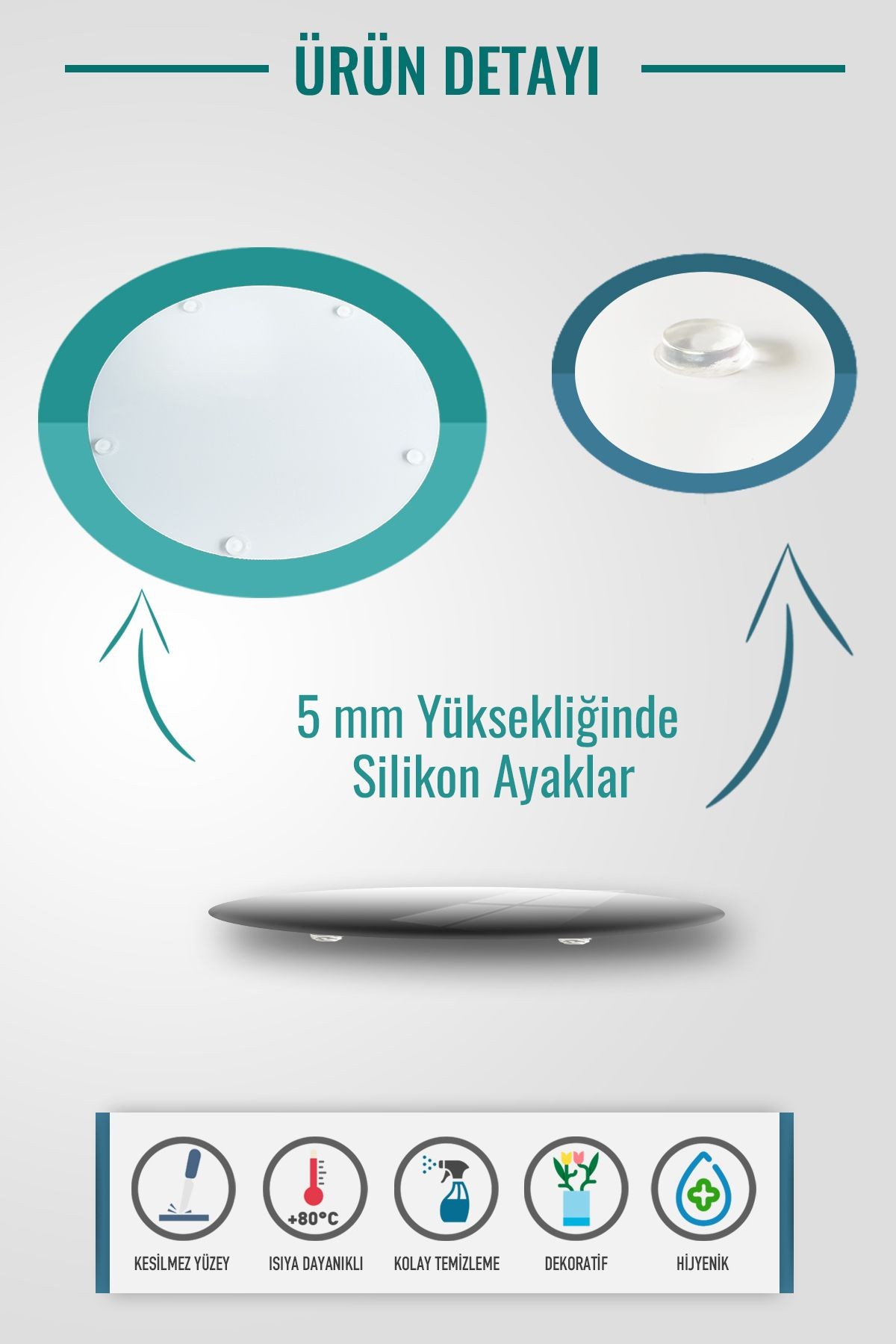 Cam Sunum Standı | Stark Mermer Görünümlü | Çap32cm