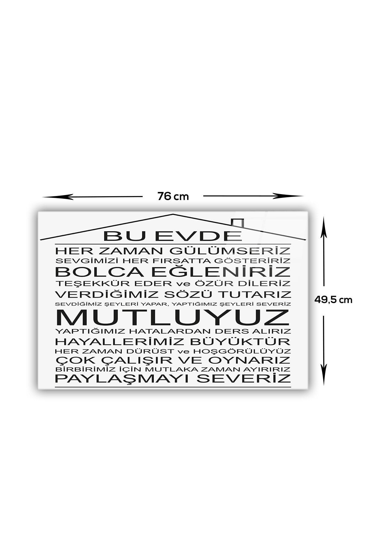 Cam Ocak Arkası Koruyucu | Bu Ev - Beyaz Fon | 49,5cm X 76cm