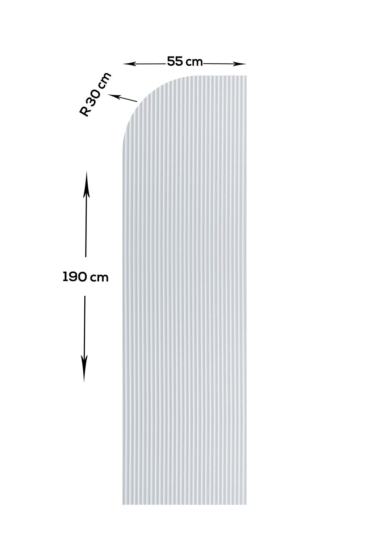 Cam Duşakabin Seperatör - Sabit Panel | Nervürlü Cam - Şekilli | Siyah Profil | 55cm x 190cm