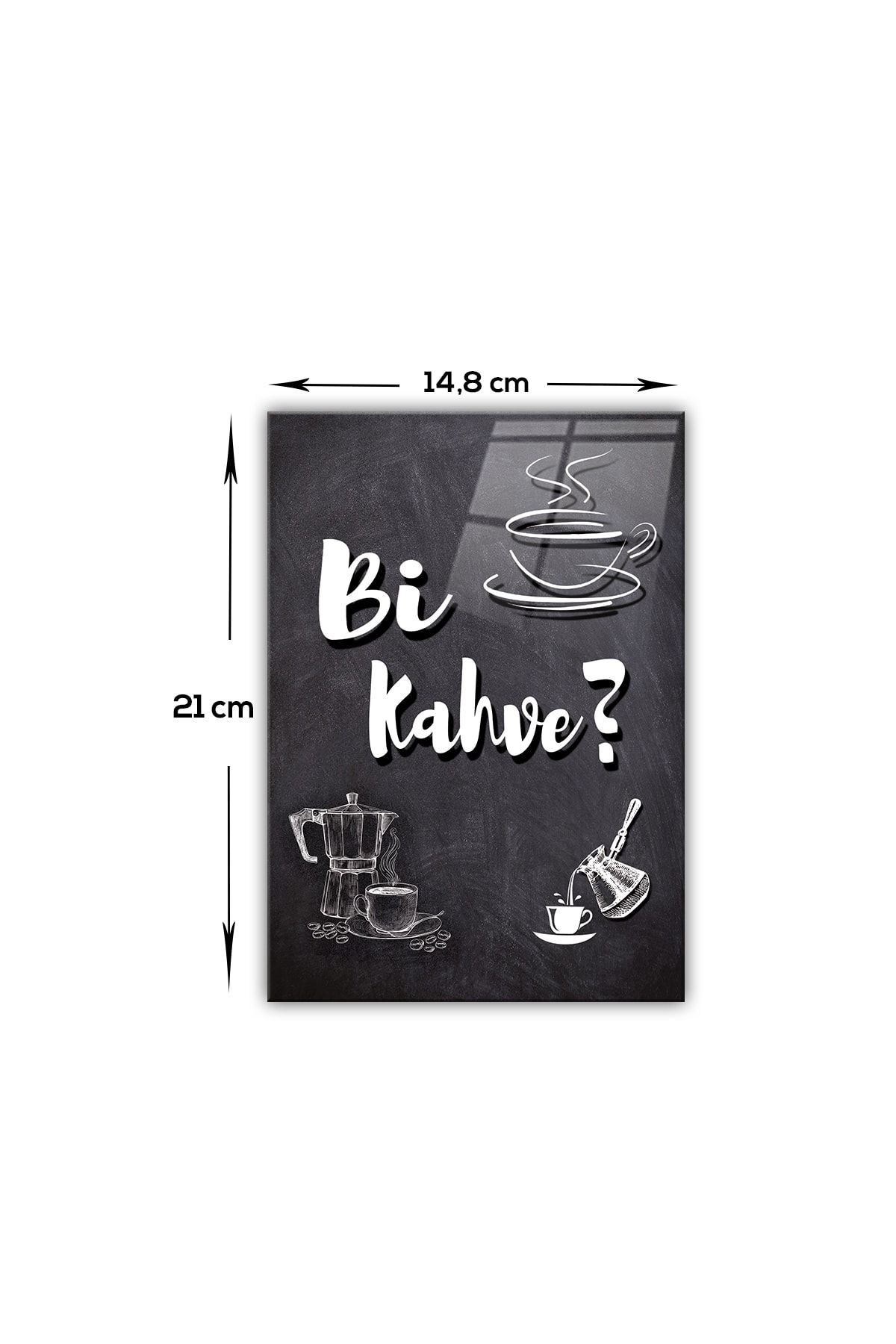 Cam Tablo - Kahve Köşesi Tablo | Bi Kahve ? | 14,8cm X 21cm