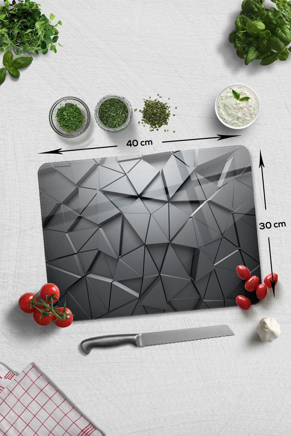 Cam Kesme Tahtası - Cam Kesme Tablası | Antrasit Kristal | 30cm X 40cm