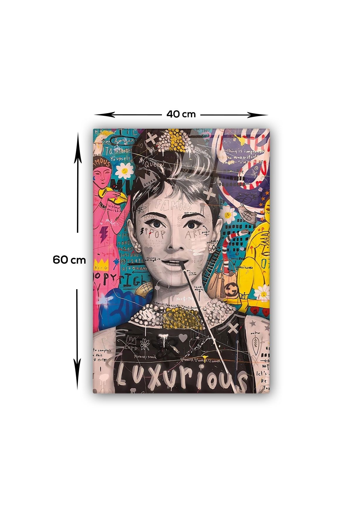 Cam Tablo | Popart Serisi | Audrey Hepburn |
