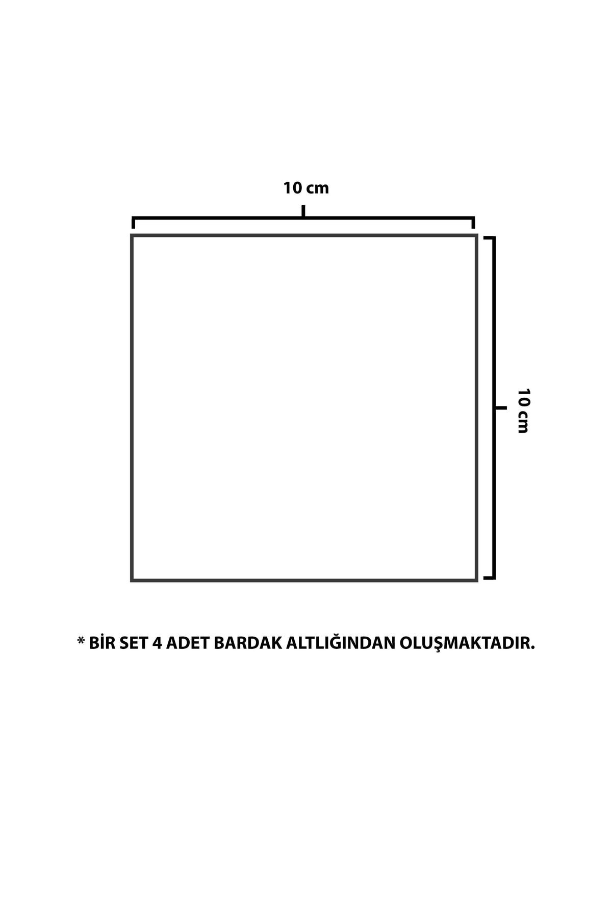 Cam Bardak Altlığı | Harfli Tasarım | 4'lü Takım | V | 10cm X 10cm