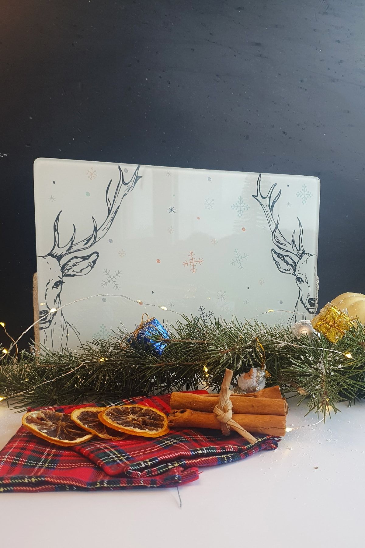 Cam Kesme Tahtası - Cam Kesme Tablası | Krem Geyikli 20cm X 30cm