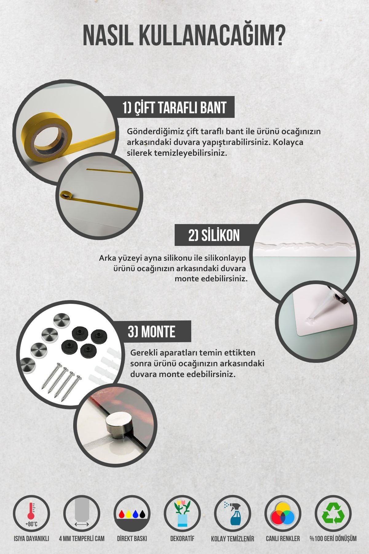 2'li Takım Karatahta Görünümlü | Cam Ocak Arkası - Cam Kesme Tablası