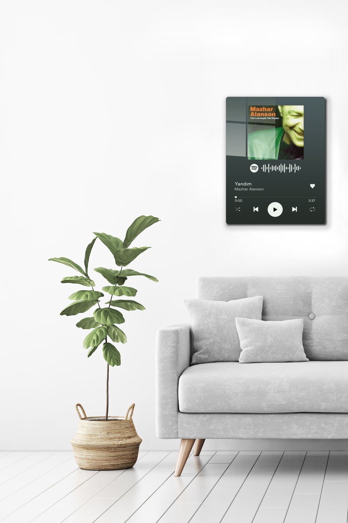 Spotify Barkodlu Cam Tablo | Teoman - Bana Öyle Bakma | 30cm X 40cm