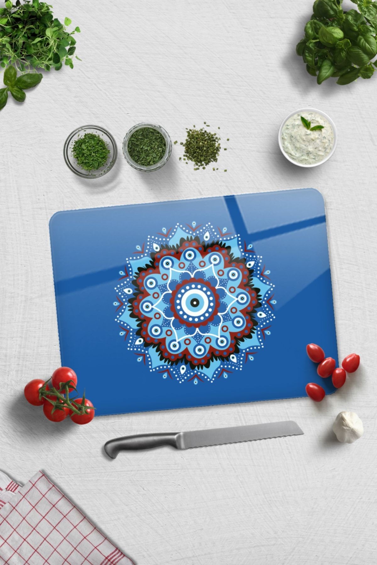Cam Kesme Tahtası - Cam Kesme Tablası | Mandala Nazar Boncuğu | 30cm X 40cm