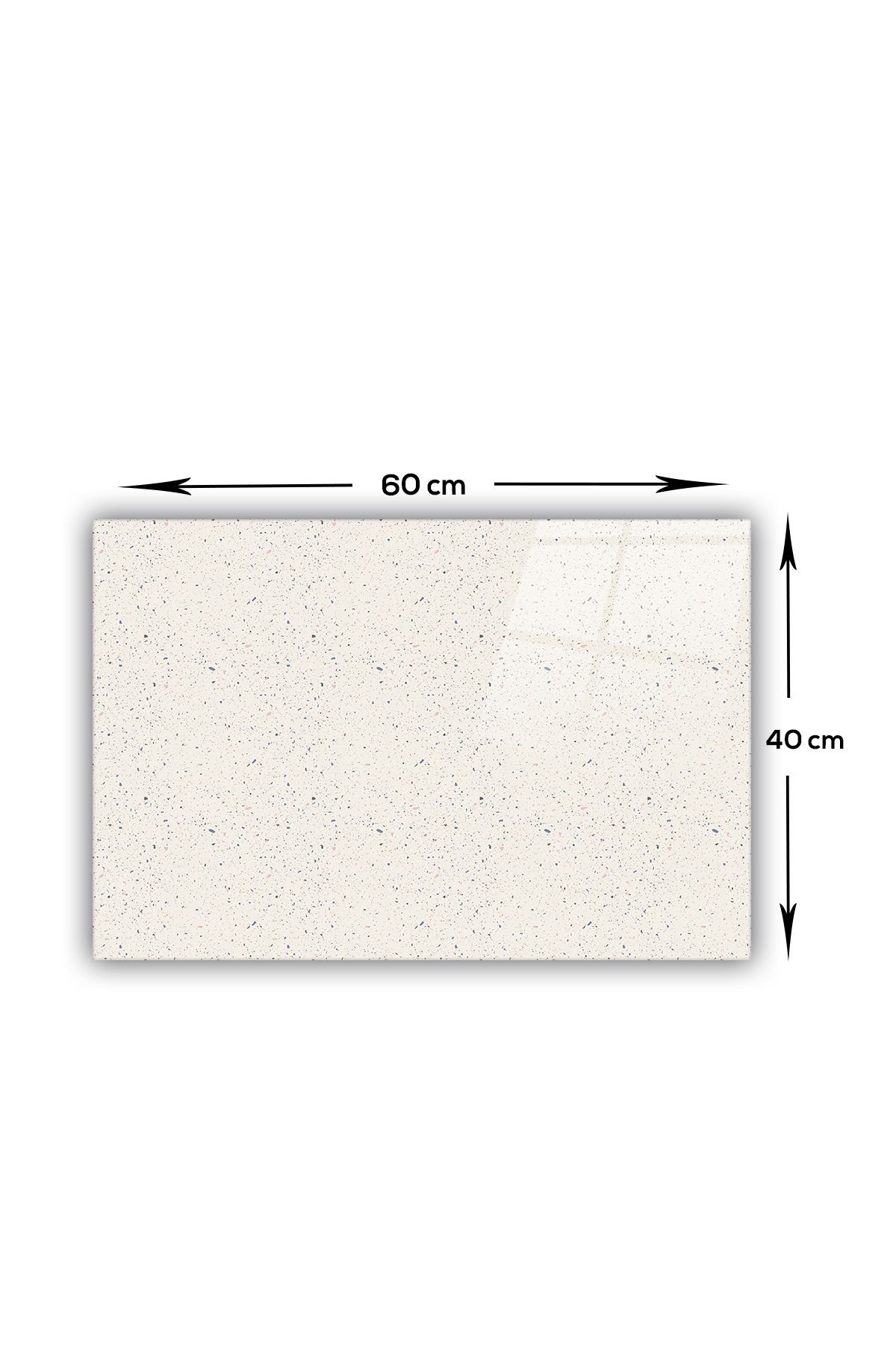 Cam Ocak Arkası Koruyucu | Seramik Desen - Açık Fon | 40cm x 60cm