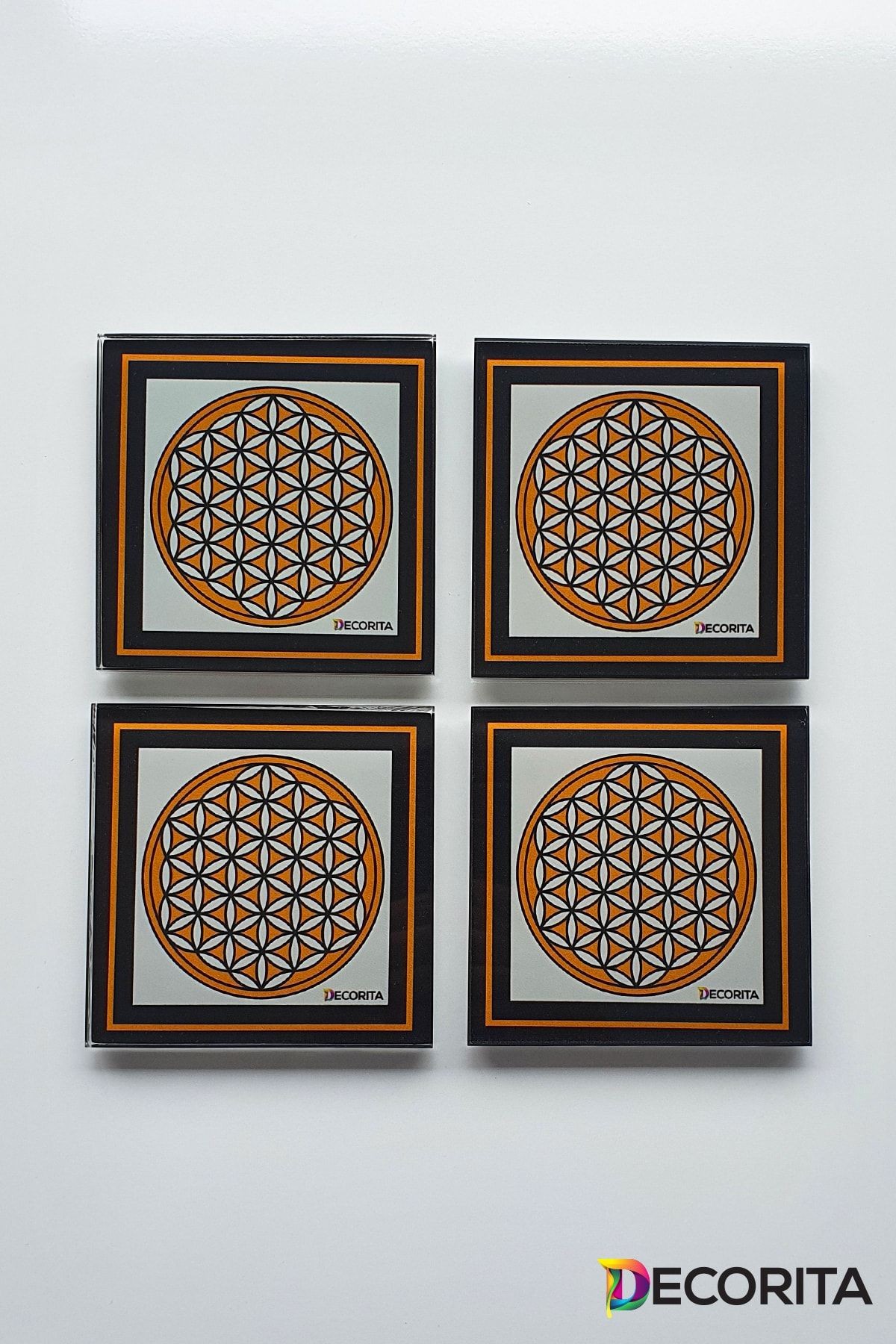 Cam Bardak Altlığı | Logolu | 4'lü Takım | 10cm X 10cm