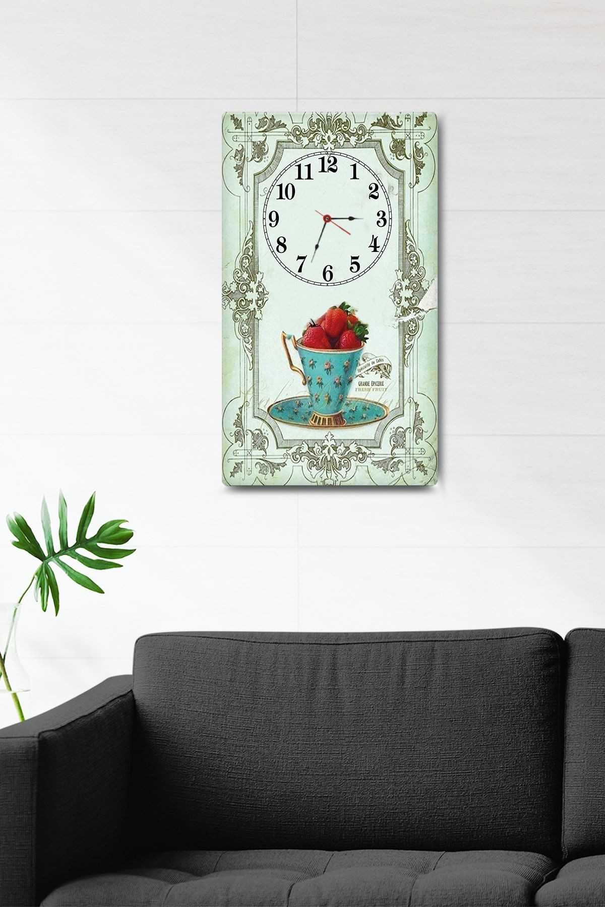 Mint Yeşili Vintage Dokulu  | Dekoratif Cam Duvar Saati