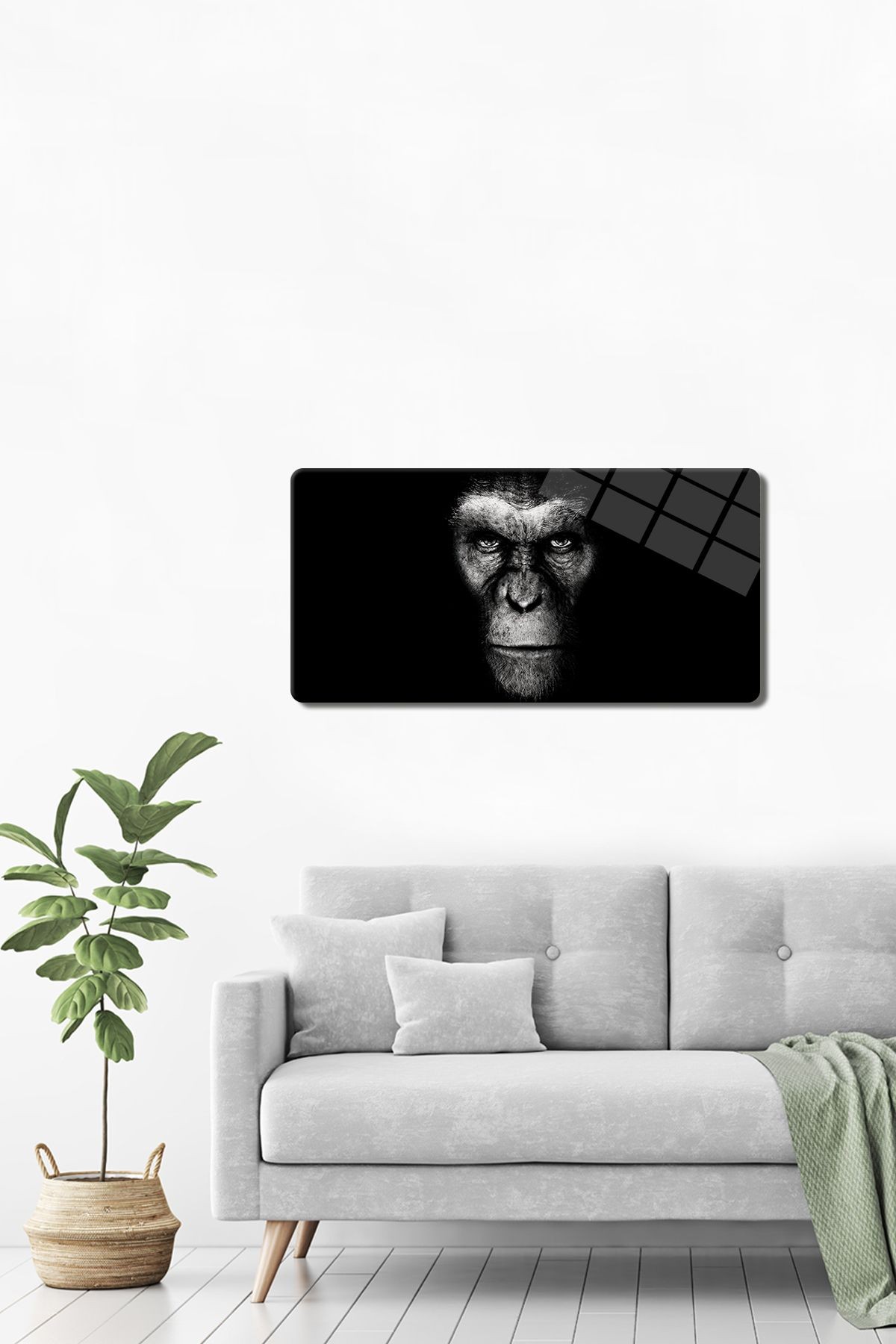 Cam Tablo | Modern Art Serisi | Dark Monkey | 40cm x 80cm