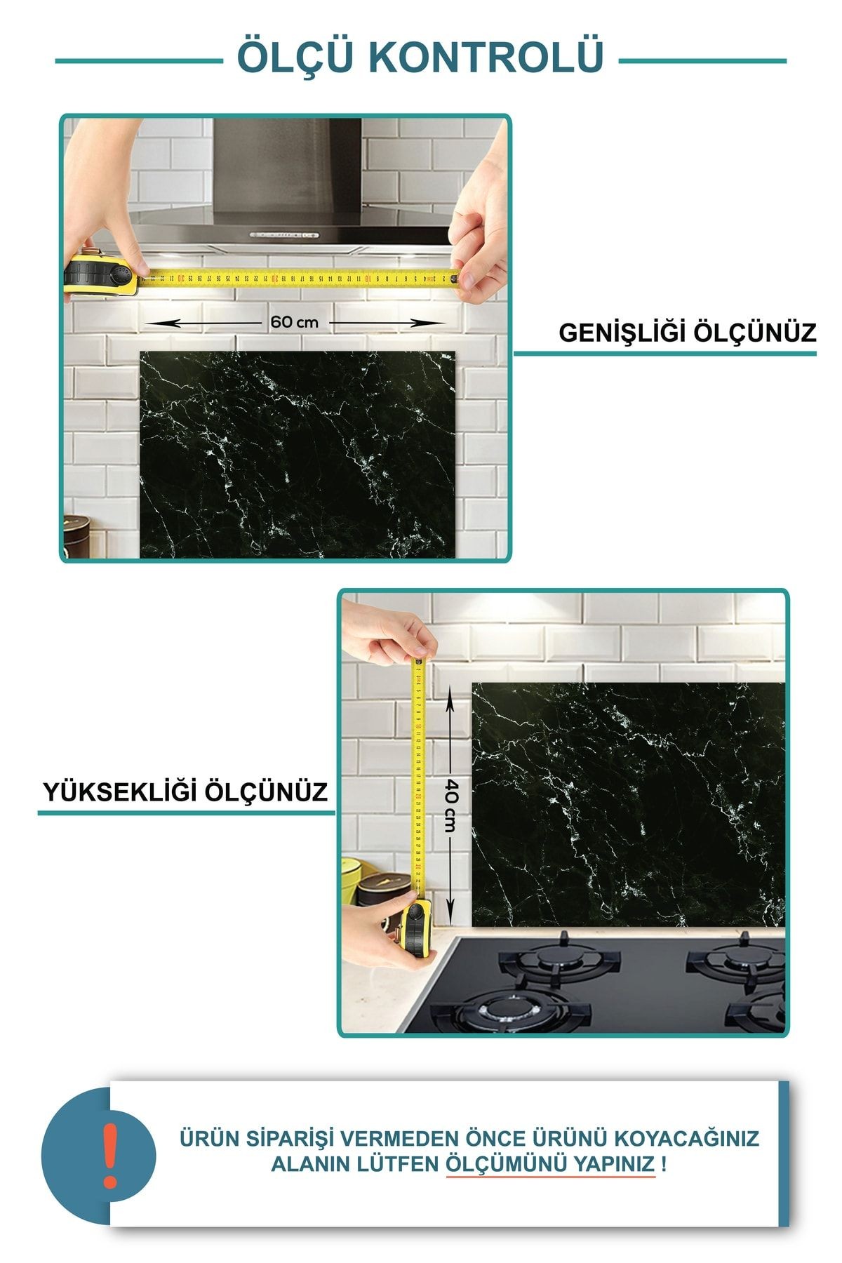 Cam Ocak Arkası Koruyucu | Stark Mermer Görünümlü | 40cm X 60cm