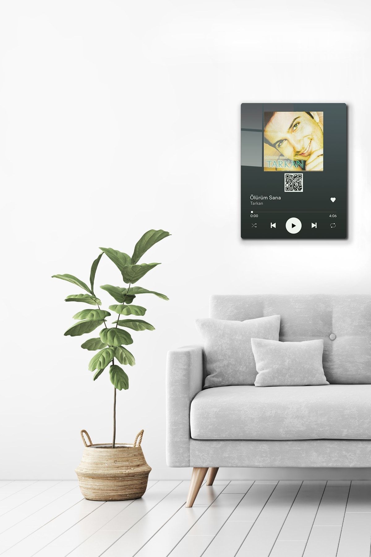 Spotify Barkodlu Cam Tablo | Tarkan - Ölürüm Sana | 30cm X 40cm