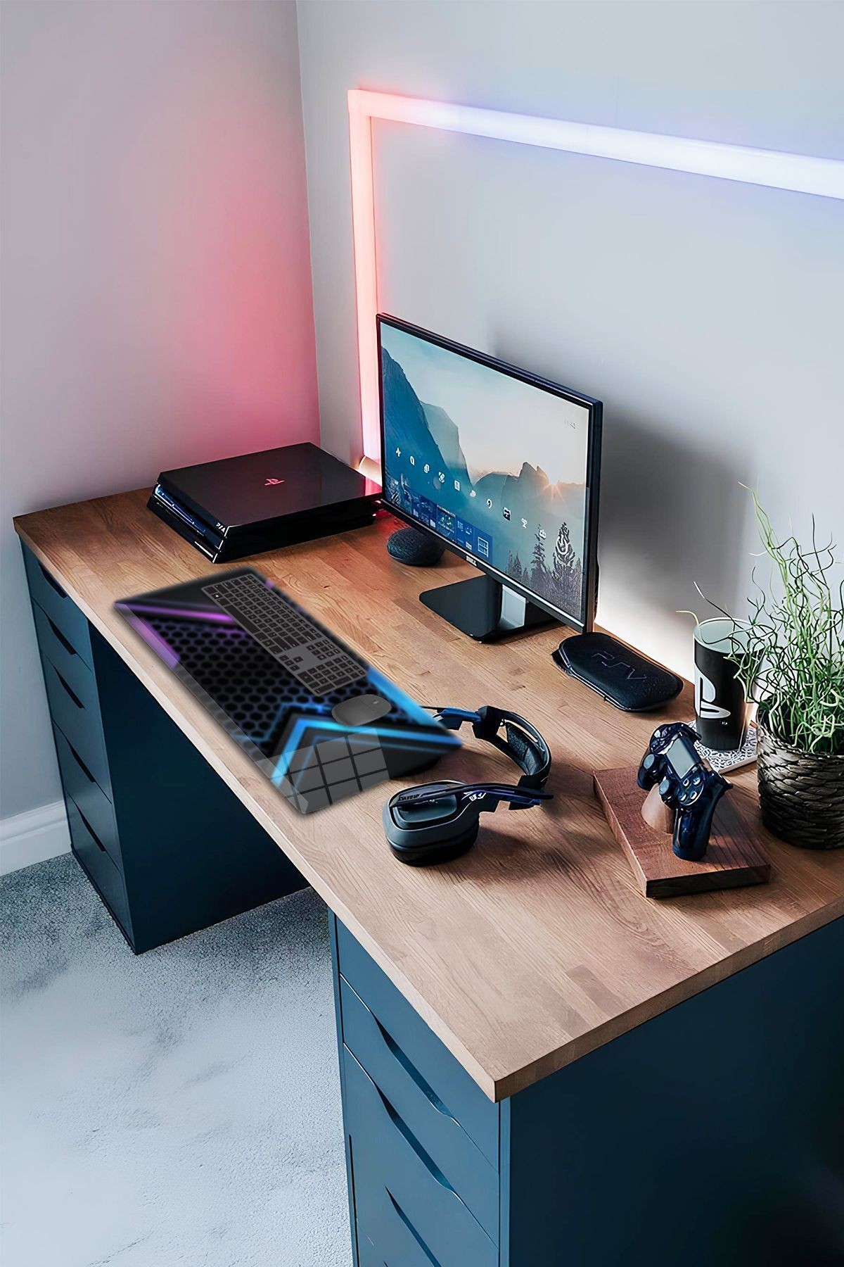 Cam Mouse Pad | Cam Masa Matı | Light Effect | Large | 40cm X 80cm