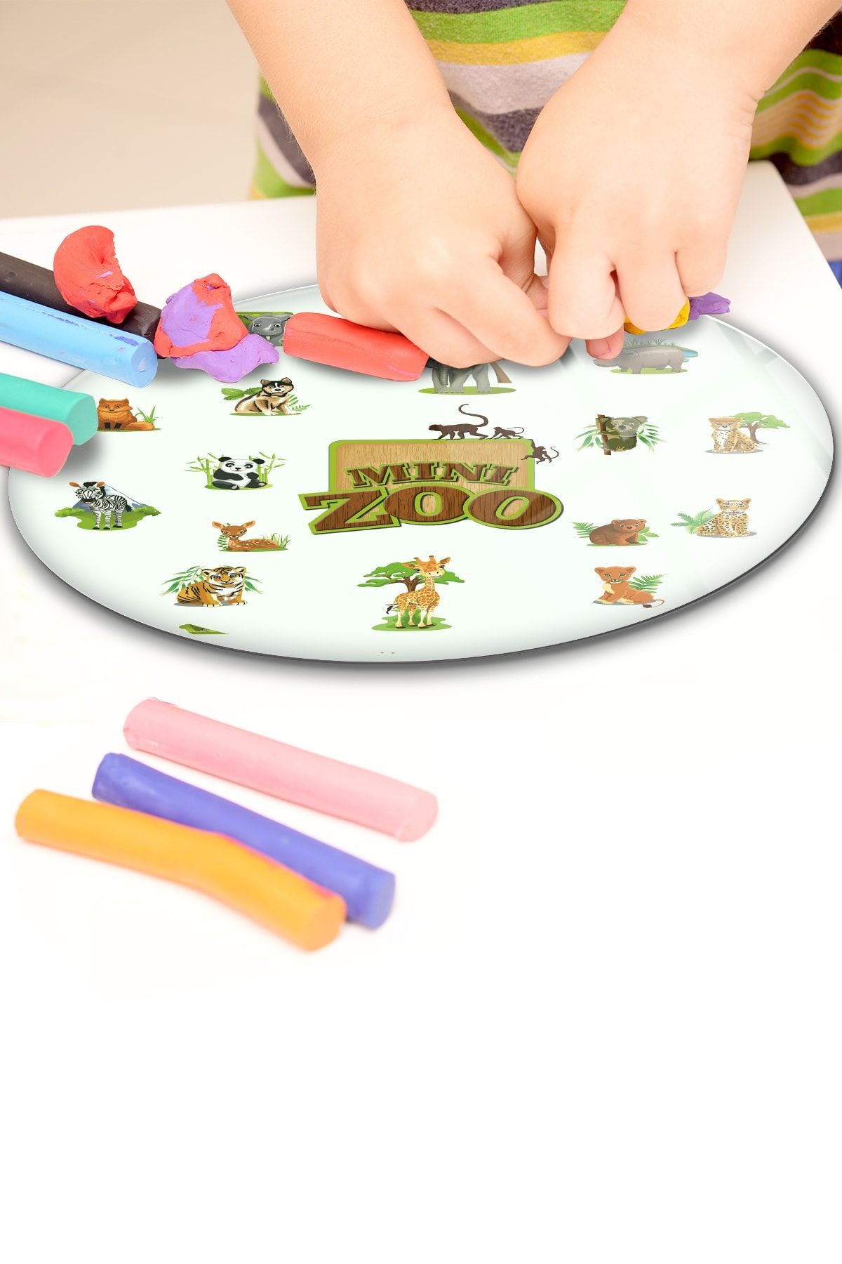 Cam Oyun Hamuru Oynama Matı | Mini Zoo | Çap 32cm