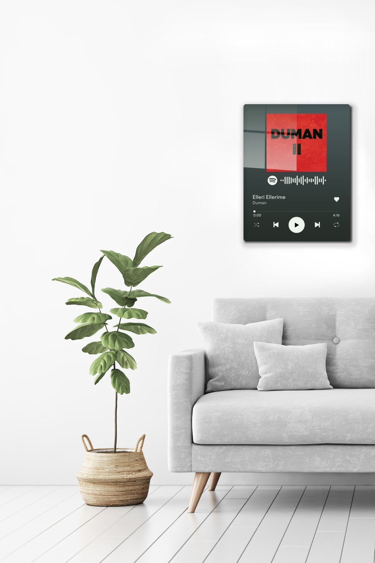 Spotify Barkodlu Cam Tablo Duman Elleri Ellerime 30cm X 40cm