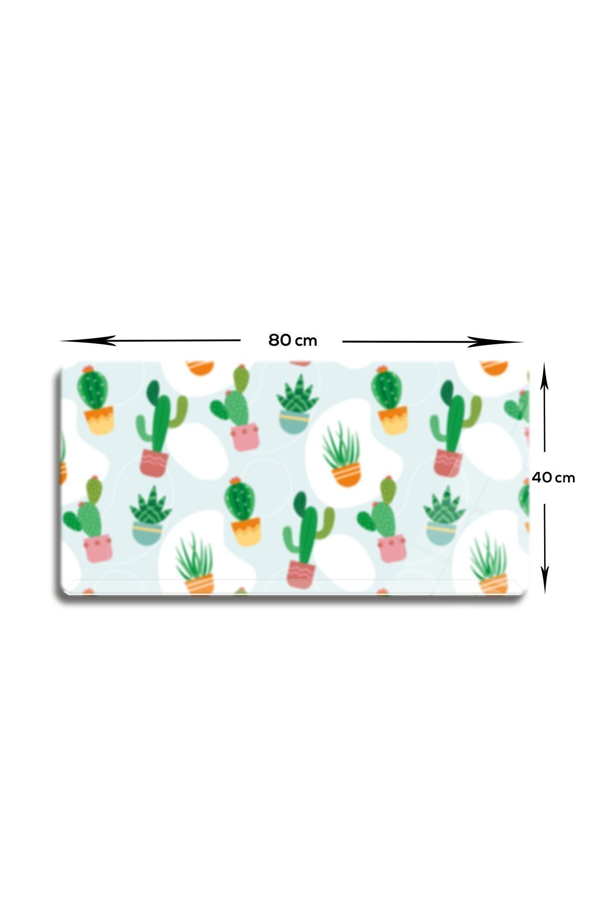 Cam Mouse Pad | Cam Masa Matı | Kaktüs Tasarım | Large | 40cm X 80cm