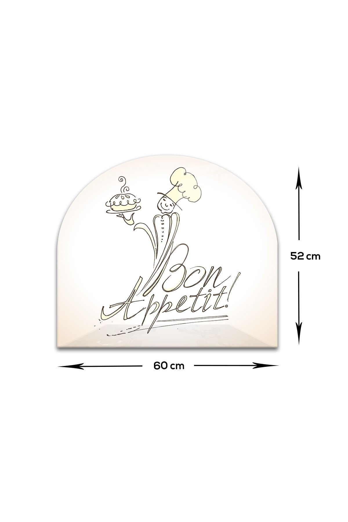 Cam Ocak Arkası Koruyucu | Oval Şekilli | Bon Appetit - Şef | 52cm X 60cm