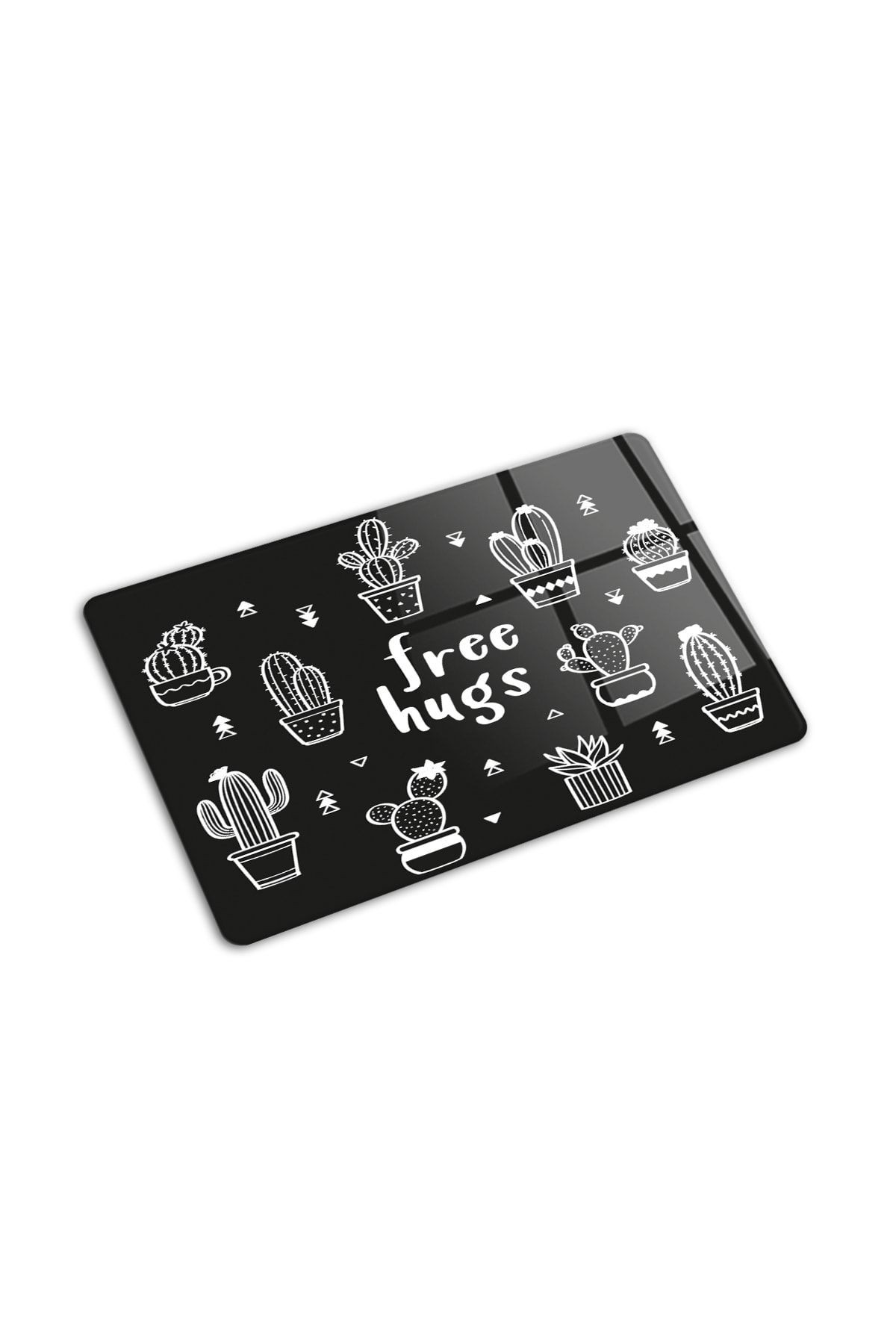Cam Kesme Tahtası | Cam Kesme Tablası | Free Hugs - Siyah Fon | 20cm X 30cm