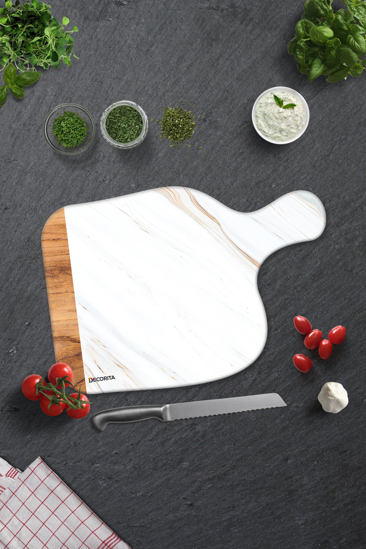 Decorita Saplı Cam Kesme Tahtası - Cam Kesme Tablası | 28cm x 40cm