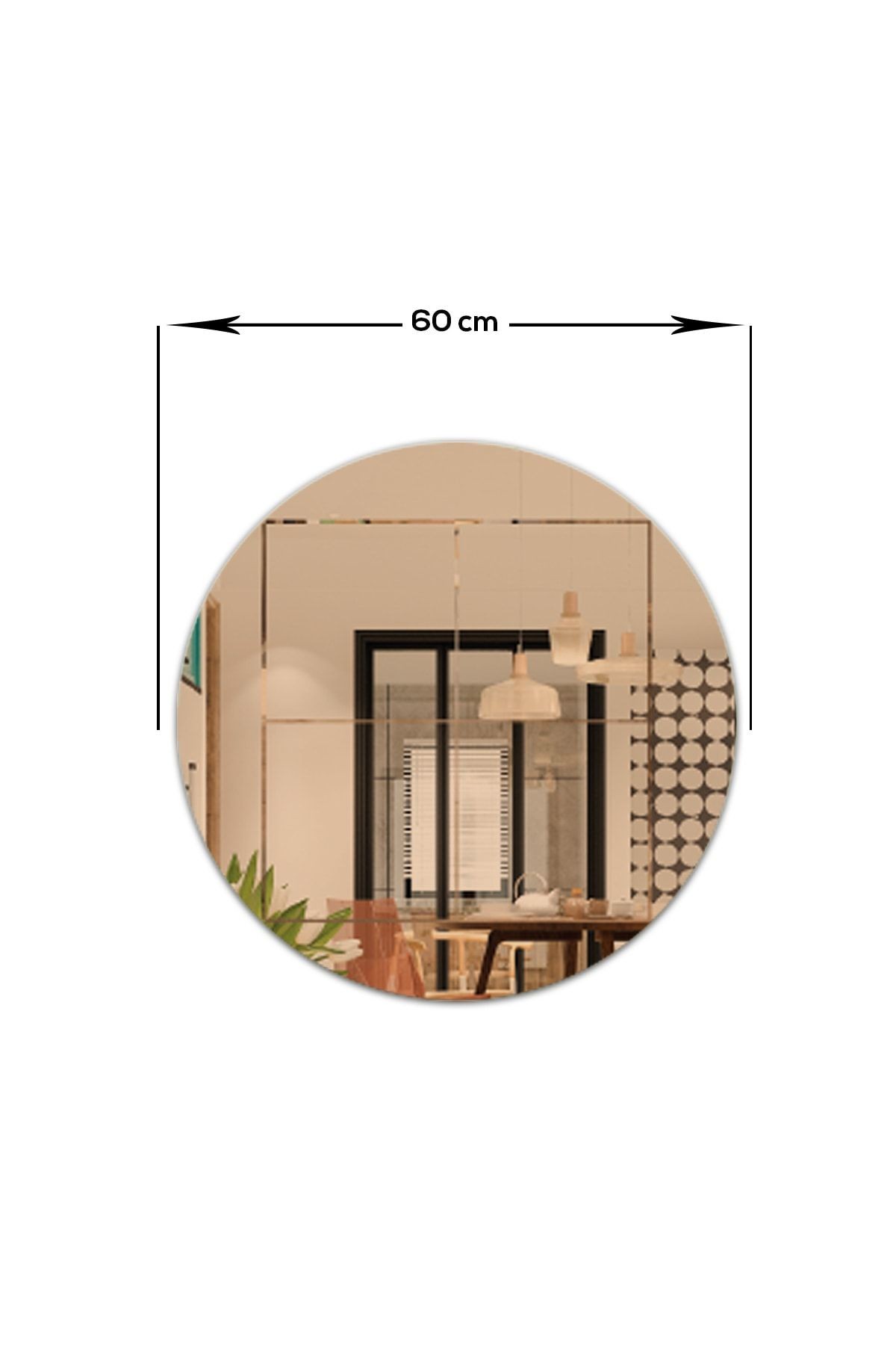 Ayna | Bronz Ayna | Kare Kanallı | Çap60cm