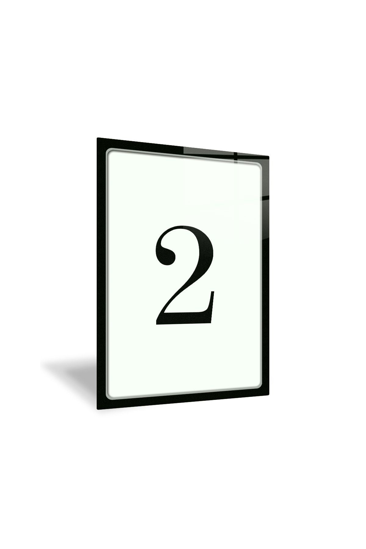 Cam Kapı Numarası - Cam Yönlendirme Levhası | 2 Numara | Siyah Yazı | 14.8cm X 21 Cm