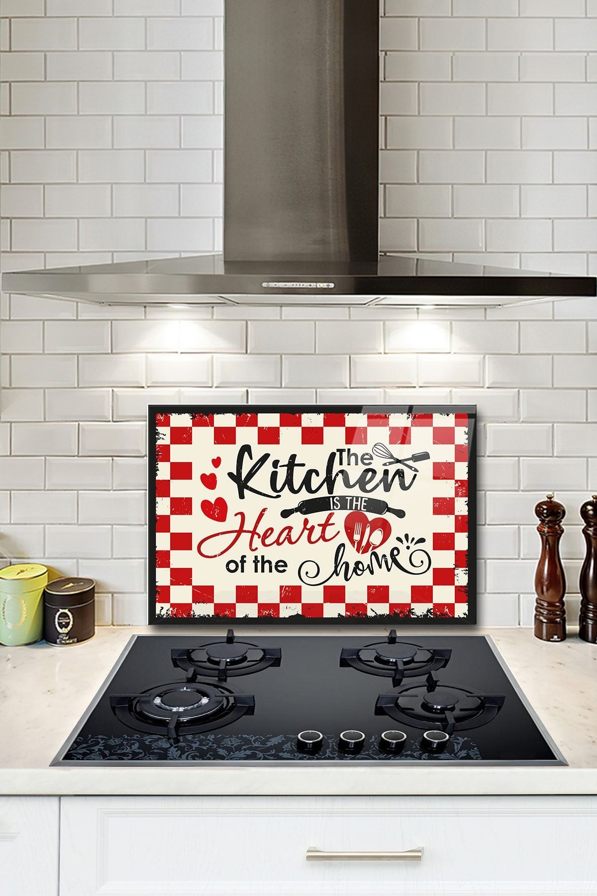 Cam Ocak Arkası Koruyucu | Kitchen Heart | 40cm X 60cm