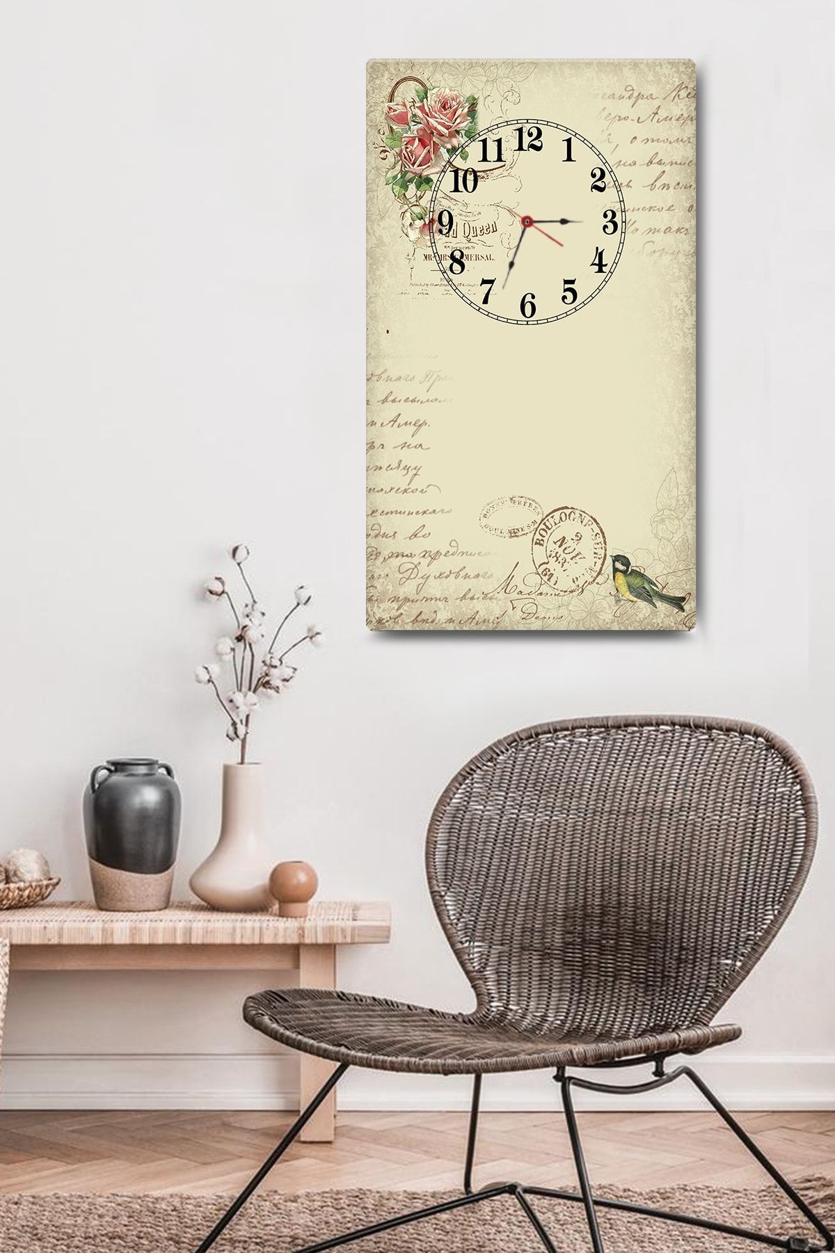 Vintage Dokulu  | Dekoratif Cam Duvar Saati