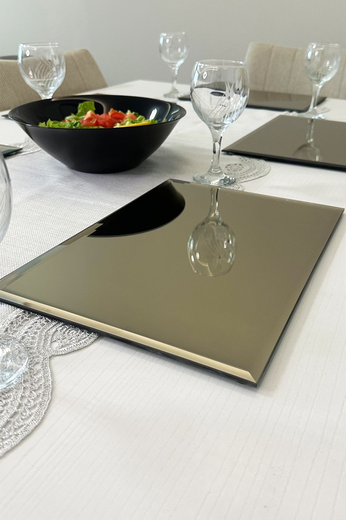 Aynalı Supla | Bronz Ayna | 6'lı Takım Dikdörtgen Ayna Supla | 25cm x 35cm |