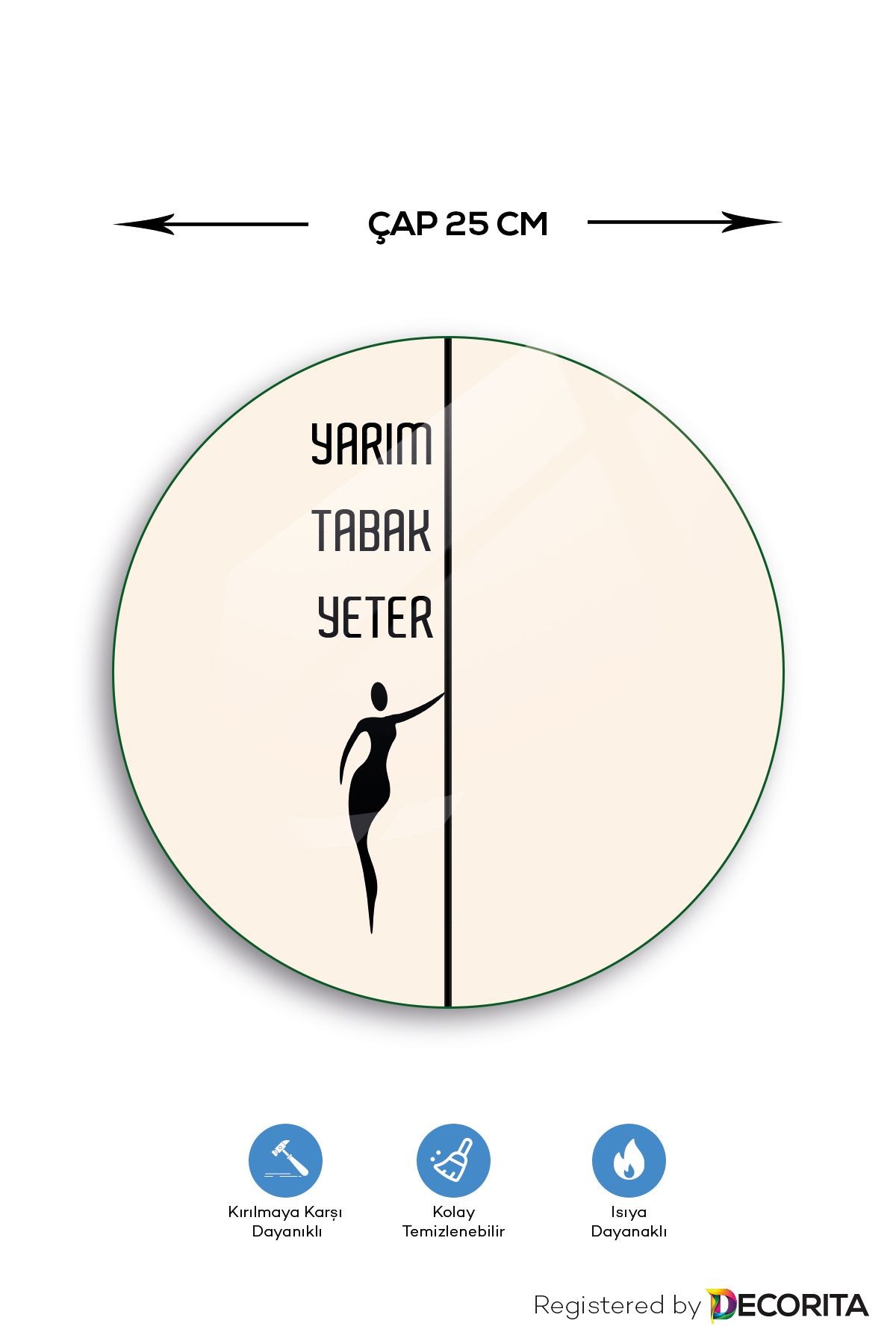 Cam Diyet Tabağı | Cam Sunum Tabağı | Yarım Tabak Yeter | Çap25cm