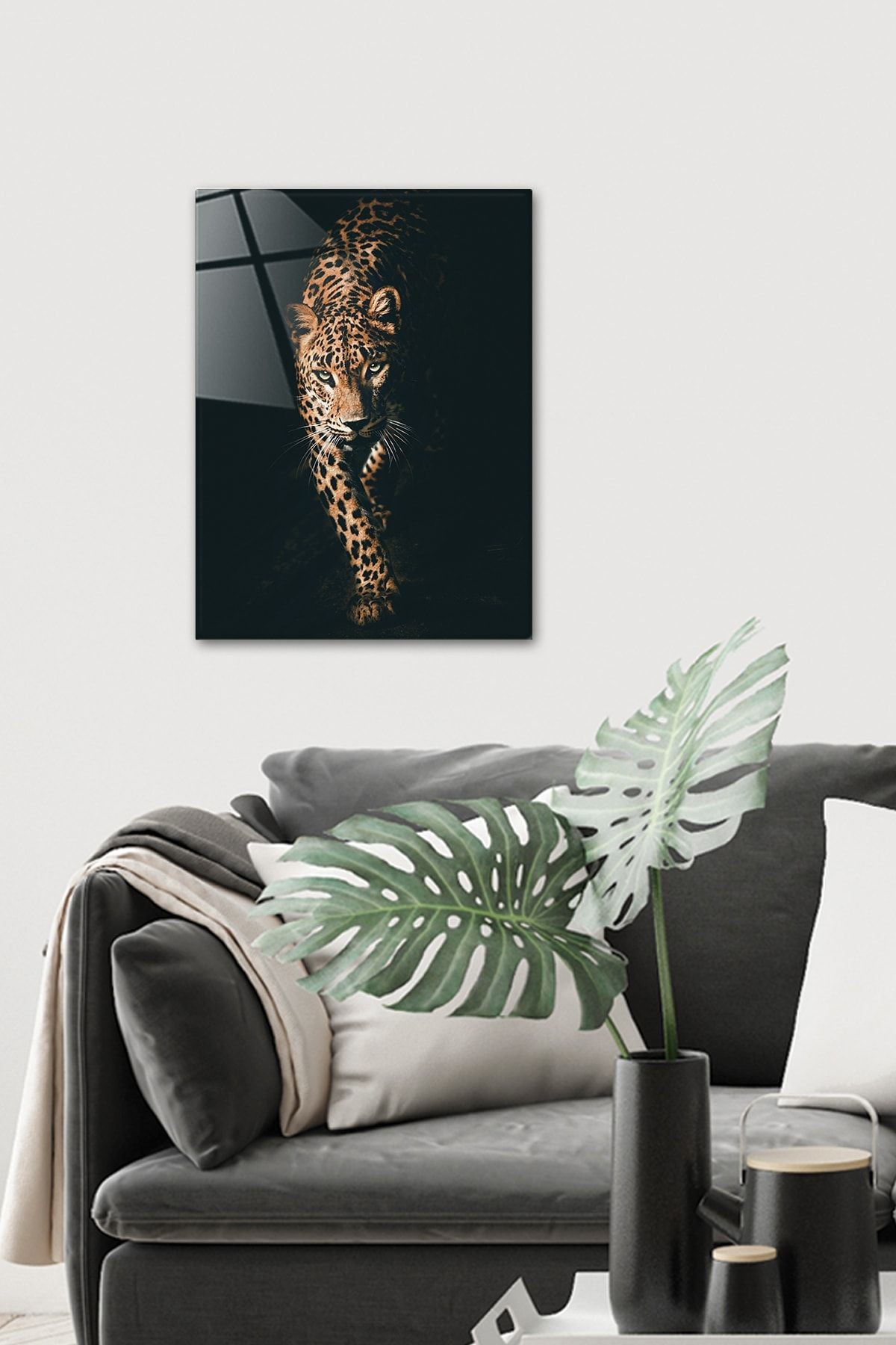 Hayvanlar | Cam Tablo | Leopar | 30cm X 40cm