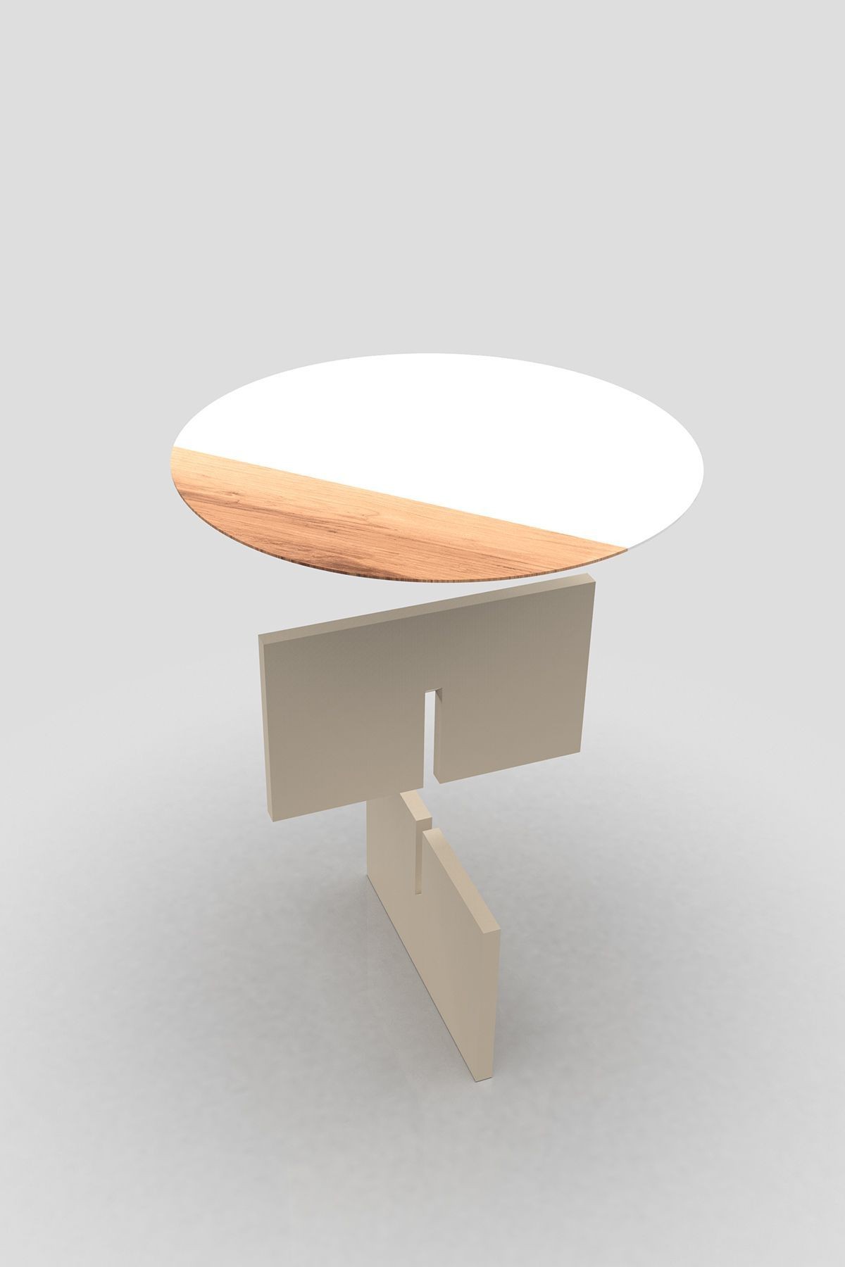 Cam Orta Sehpa | Modern Sehpa | Atlas - Vizon Renk Kaplama | Kenarı Ahşap Desenli | Çap90cm